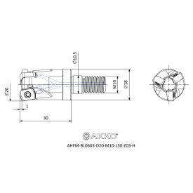 AHFM-BL0603-D020-M10-L30-Z03-H Maró Fej